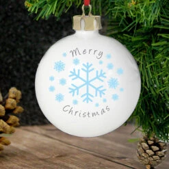 Classic Snowflake China Personalised Christmas Tree BaubleBG-1601