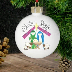 Nativity Silent Night Personalised Christmas Tree BaubleBG-1954