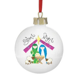 Nativity Silent Night Personalised Christmas Tree BaubleBG-1954 -Santa Gifts Shop BG 19540002