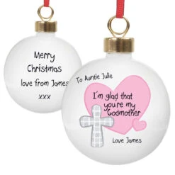 Personalised Godmother Christmas Tree BaubleBG-2333 -Santa Gifts Shop BG 23330001