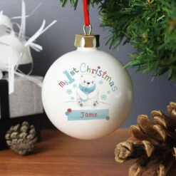 Polar Bear My 1st Christmas Personalised BaubleBG-4912