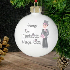 Personalised Our Fantastic Page Boy Christmas Tree BaubleBG-5299