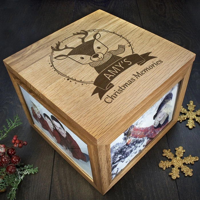 Oak Personalised Woodland Reindeer Christmas Memory BoxBG-5508 4 Oak Personalised Woodland Reindeer Christmas Memory BoxBG-5508 - Image 2