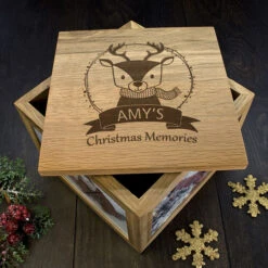 Oak Personalised Woodland Reindeer Christmas Memory BoxBG-5508 9 Oak Personalised Woodland Reindeer Christmas Memory BoxBG-5508 -Santa Gifts Shop BG 55080002