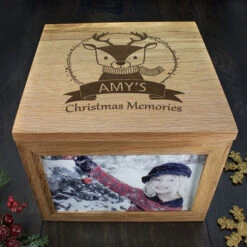 Oak Personalised Woodland Reindeer Christmas Memory BoxBG-5508 10 Oak Personalised Woodland Reindeer Christmas Memory BoxBG-5508 -Santa Gifts Shop BG 55080003