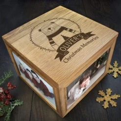 Oak Personalised Engraved Polar Bear Christmas Memory BoxBG-5509 -Santa Gifts Shop BG 55090001