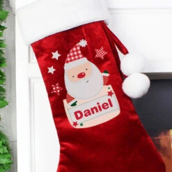 Personalised Pocket Santa Children's Red Christmas StockingBG-5514 -Santa Gifts Shop BG 55140002