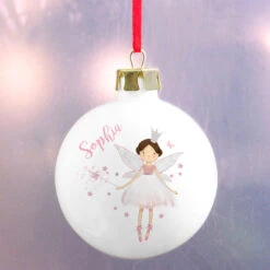 Personalised Fairy Princess Ceramic Christmas Tree BaubleBG-6421