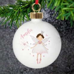 Personalised Fairy Princess Ceramic Christmas Tree BaubleBG-6421 -Santa Gifts Shop BG 64210002