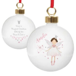 Personalised Fairy Princess Ceramic Christmas Tree BaubleBG-6421 -Santa Gifts Shop BG 64210003