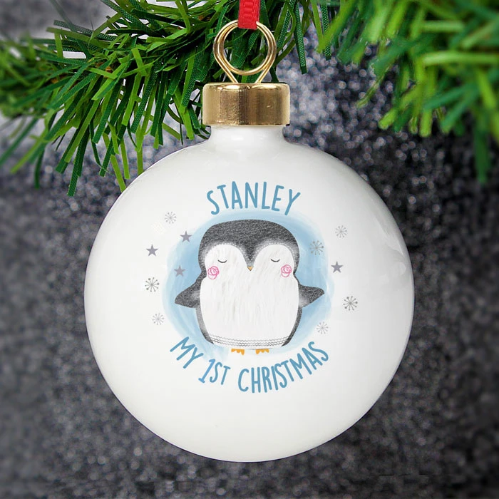 Personalised 1st Christmas Penguin Tree BaubleBG-6507 4 Personalised 1st Christmas Penguin Tree BaubleBG-6507 - Image 2