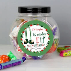 Children's Personalised Elf Surveillance Christmas Sweet JarBG-6508