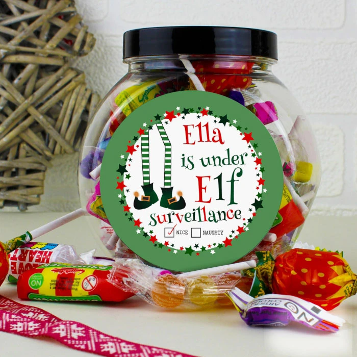 Children's Personalised Elf Surveillance Christmas Sweet JarBG-6508 4 Children's Personalised Elf Surveillance Christmas Sweet JarBG-6508 - Image 2