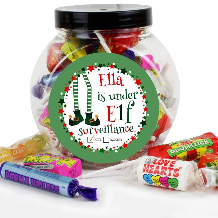Children's Personalised Elf Surveillance Christmas Sweet JarBG-6508 5 Children's Personalised Elf Surveillance Christmas Sweet JarBG-6508 - Image 3