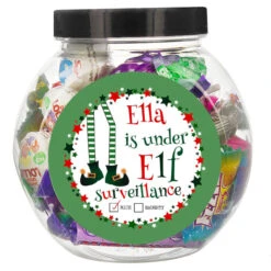 Children's Personalised Elf Surveillance Christmas Sweet JarBG-6508 9 Children's Personalised Elf Surveillance Christmas Sweet JarBG-6508 -Santa Gifts Shop BG 65080003