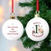 Kids Personalised 1st Christmas Festive Fawn Ceramic BaubleBG-6509