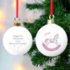 Personalised 1st Christmas Pink Rocking Horse Ceramic BaubleBG-6511 2 Personalised 1st Christmas Pink Rocking Horse Ceramic BaubleBG-6511 -Santa Gifts Shop BG 6511