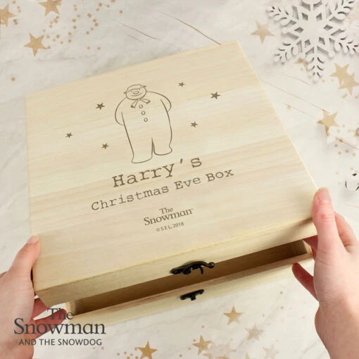 Personalised The Snowman Large Wooden Christmas Eve BoxBG-6582 -Santa Gifts Shop BG 6582