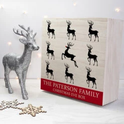 Personalised Wooden Reindeer Family Christmas Eve BoxBG-6599