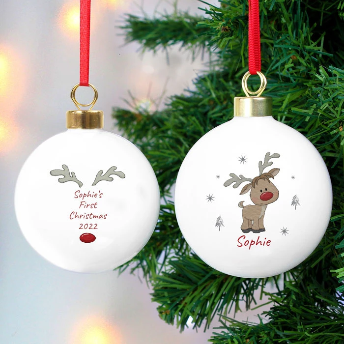 Personalised Little Reindeer Ceramic Christmas Tree BaubleBG-6620 4 Personalised Little Reindeer Ceramic Christmas Tree BaubleBG-6620 - Image 2