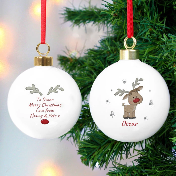 Personalised Little Reindeer Ceramic Christmas Tree BaubleBG-6620 5 Personalised Little Reindeer Ceramic Christmas Tree BaubleBG-6620 - Image 3