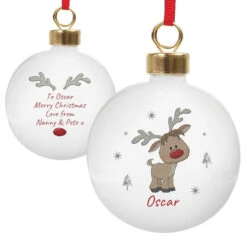 Personalised Little Reindeer Ceramic Christmas Tree BaubleBG-6620 9 Personalised Little Reindeer Ceramic Christmas Tree BaubleBG-6620 -Santa Gifts Shop BG 66200003