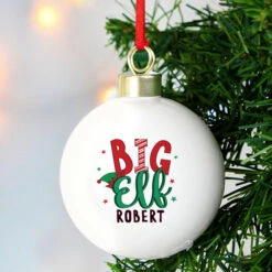 Personalised Big Elf Ceramic Adult's Christmas Tree BaubleBG-6621