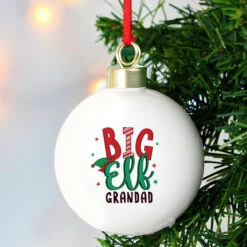 Personalised Big Elf Ceramic Adult's Christmas Tree BaubleBG-6621 -Santa Gifts Shop BG 66210003
