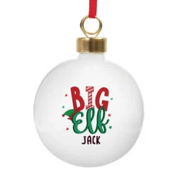 Personalised Big Elf Ceramic Adult's Christmas Tree BaubleBG-6621 -Santa Gifts Shop BG 66210004