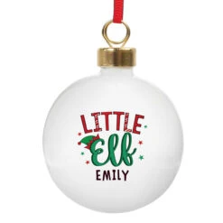 Kid's Personalised Ceramic Little Elf Christmas Tree BaubleBG-6622 -Santa Gifts Shop BG 66220002