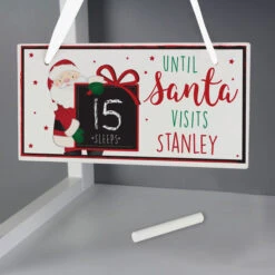 Personalised Santa Christmas Chalk Countdown Wooden SignBG-6629