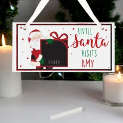 Personalised Santa Christmas Chalk Countdown Wooden SignBG-6629 -Santa Gifts Shop BG 66290002