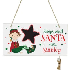 Personalised Elf Christmas Chalk Countdown Wooden SignBG-6630