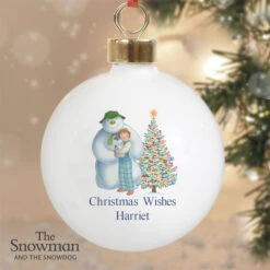 Personalised Snowman & Snowdog Christmas Tree BaubleBG-6633