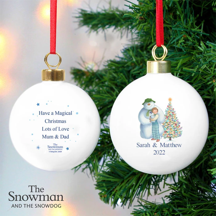 Personalised Snowman & Snowdog Christmas Tree BaubleBG-6633 5 Personalised Snowman & Snowdog Christmas Tree BaubleBG-6633 - Image 3
