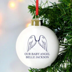 Personalised Angel Wings Memorial Christmas Tree BaubleBG-6648