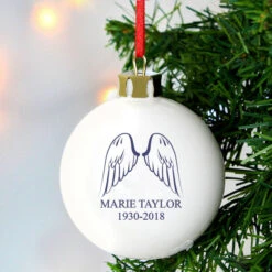 Personalised Angel Wings Memorial Christmas Tree BaubleBG-6648 -Santa Gifts Shop BG 66480002