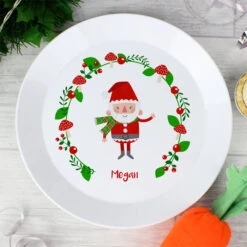 Personalised Christmas Toadstool Santa Plastic Toddler PlateBG-6991