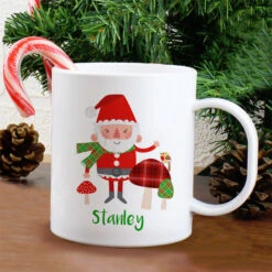 Personalised Christmas Toadstool Santa Plastic Toddler MugBG-6996
