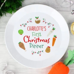 Personalised First Christmas Dinner Plastic Baby PlateBG-6999