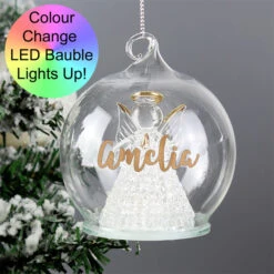 Personalised Christmas Colour Changing LED Angel Tree BaubleBG-7010