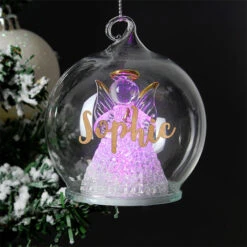 Personalised Christmas Colour Changing LED Angel Tree BaubleBG-7010 -Santa Gifts Shop BG 70100002