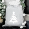 Personalised Christmas Tree Luxury Silver Grey Pom Pom SackBG-7022 -Santa Gifts Shop BG 7022