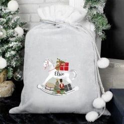 Personalised Christmas Tree Luxury Silver Grey Pom Pom SackBG-7022 7 Personalised Christmas Tree Luxury Silver Grey Pom Pom SackBG-7022 -Santa Gifts Shop BG 70220002