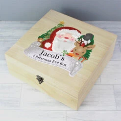 Personalised Colourful Santa Large Wooden Christmas Eve BoxBG-7027 -Santa Gifts Shop BG 70270002