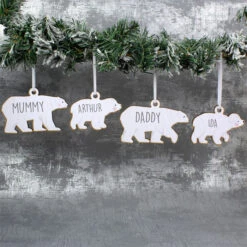 Personalised Polar Bear Family Wooden Christmas DecorationsBG-7029 -Santa Gifts Shop BG 70290002