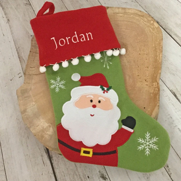 Personalised Pom Pom Luxury Santa Red Christmas StockingBG-7044 3 Personalised Pom Pom Luxury Santa Red Christmas StockingBG-7044