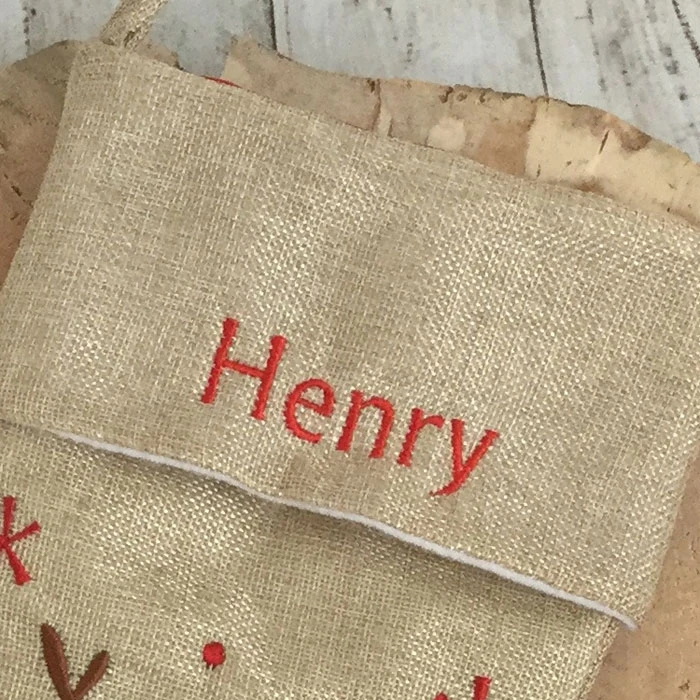 Personalised Hessian Reindeer Childrens Christmas StockingBG-7046 4 Personalised Hessian Reindeer Childrens Christmas StockingBG-7046 - Image 2