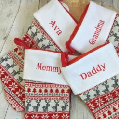 Personalised Red Nordic Print Luxury Christmas StockingBG-7049 -Santa Gifts Shop BG 70490002