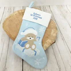 Personalised Baby Boys Blue 1st Christmas StockingBG-7052